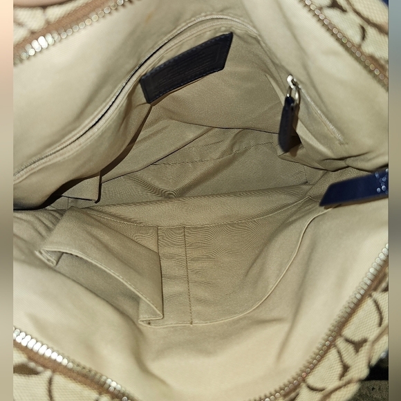 NEW AUTHENTIC COACH TOTE BAG JACQUARD SIGNATURE C WITH BLUE PATENT LEATHER TRIM - Picture 16 of 16